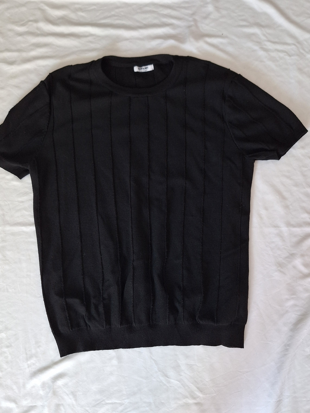 Coofandy Mens Black Ribbed Fabric T Shirt